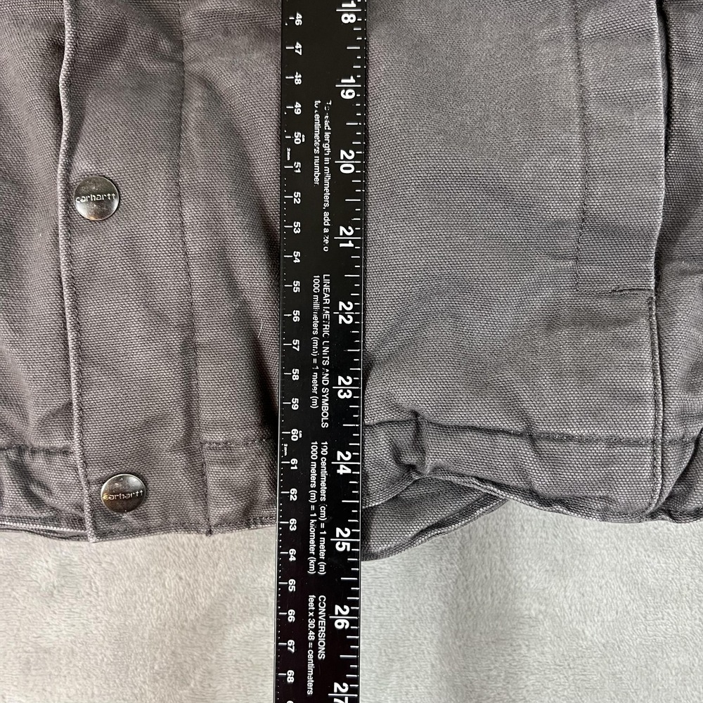 Carhartt Jacket Mens Medium Gray Hooded Sherpa Lined Full Zip Relaxed OJ3826-M - Picture 5 of 13